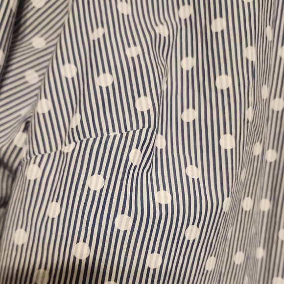 Talbots Blue and White Polka Dot Striped Shirt 2X Petite - Picture 6 of 8